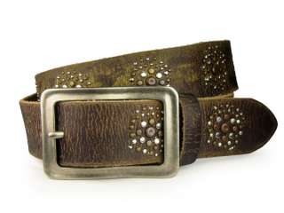   on Genuine Vintage Retro Top Grain Cowhide Studded Leather Belt  