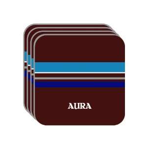   AURA Set of 4 Mini Mousepad Coasters (blue design) 