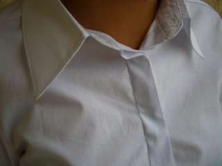 AZIZA White Cotton Social Dress Shirts Womens Size L  