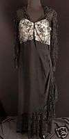 VINTAGE 1940S LONG BLACK CREPE DESIGNER EVENING DRESS  