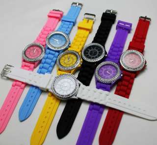  Classic Soft Rubber Silicone Crystal Jelly Watch Unisex 9 Color  