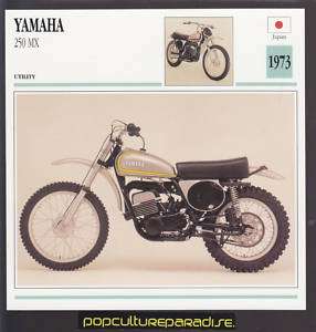 1973 YAMAHA 250 MX MOTORCYCLE ATLAS PICTURE INFO CARD  