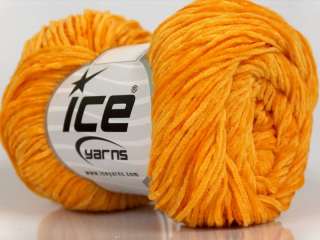 Lot of 8 Skeins ICE THIN CHENILLE Hand Knitting Yarn Dark Yellow 