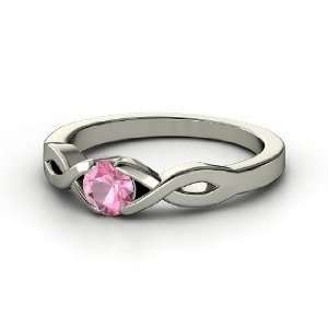   My Heart Ring, Round Pink Tourmaline 14K White Gold Ring Jewelry