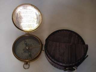 Brass Antique Beatle Compass Nautical Replica maritime Item W Leather 