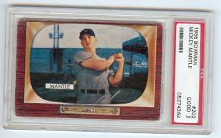 Yankees Mickey Mantle 1955 Bowman #202 PSA Good 2  