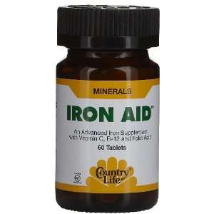 Country Life Iron Aid Advanced Iron w/ Vit C, B12 & Folic 