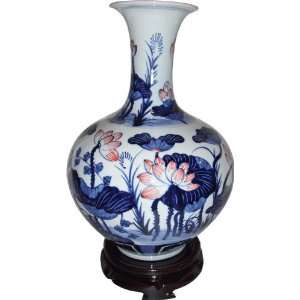 9x12 Porceilain Lotus Flower Vase