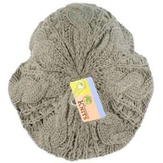 Winter Warm Cable Knit Beret Slouch Ski Hat Tam Dk Gray  