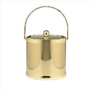   Shiny Brass 3 Quart Ice Bucket With Bale Handle And Metal Cover