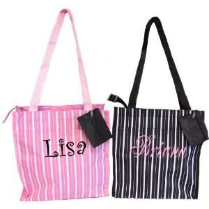  Monogrammed Totes   Personalized Tote Bags with Stripes 