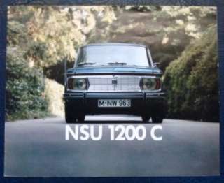 NSU 1200 C CAR SALES BROCHURE CIRCA 1968?  