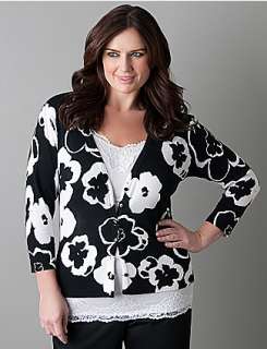 Plus size floral silhouette cardigan sweater  Lane Bryant