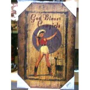 Lodge Cabin Rustic Decor Vintage Cowgirl Wood Plank Picture Hanging 