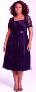 JS Collections Purple Mesh Stripe Square Neck Formal Dress Plus Size 
