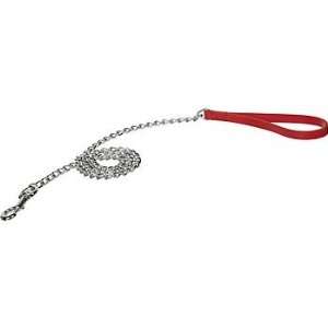     Red Leather Chain Leash for Dogs, 4 ft.