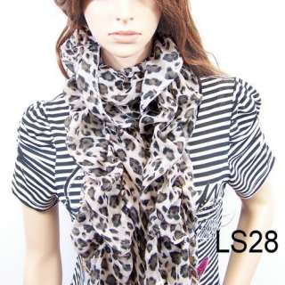 New fashion girls leopard scarf lace womens scarves shawl wrap stole 
