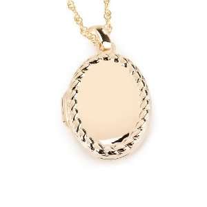  14kt Gold Oval Rope Border Locket with 18 Chain Jewelry