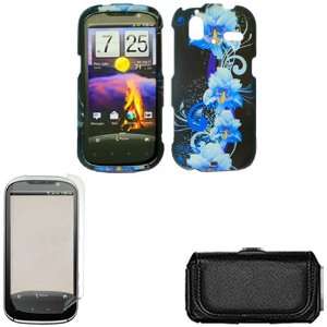  iFase Brand HTC Amaze 4G Combo Blue Flower Protective Case 