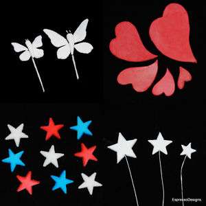 Gumpaste Stars Butterflies & Hearts Fondant Cupcake ♥♥♥  
