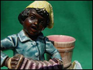 Majolica Black Americana Figurine Tobacco smoker set  
