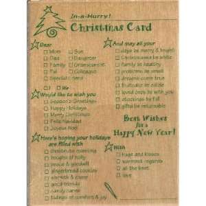   Christmas in a Hurry Wood Mounted Rubber Stamp (J1691) Arts, Crafts