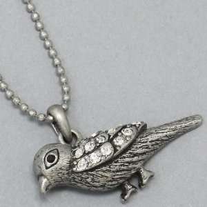  Womens Silver Burnished Bird Necklace Jewelry