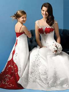 White and Red Bridal Wedding Dress Formal Gown Custom size and color 