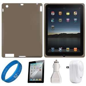   iPad 2 + Anti Gloss Clear Screen Protector + White USB Car Charger