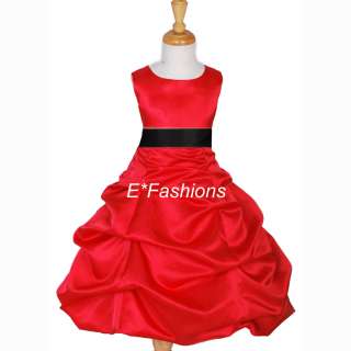 RED BLACK PAGEANT WEDDING FLOWER GIRL DRESS 4 6 8 10 12  