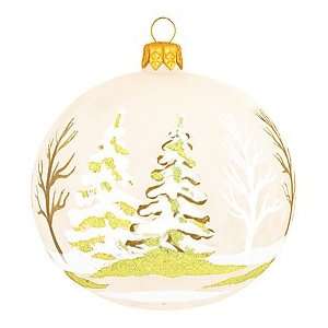  Frost With Gold And White Trees Glass Ornament