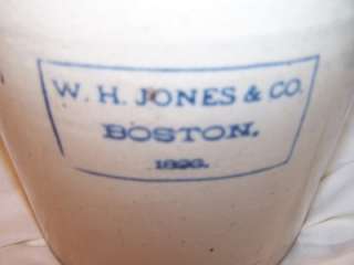   Stoneware Jug W.H.Jones & Co. Boston 1896 Crock House Decor Kitchen