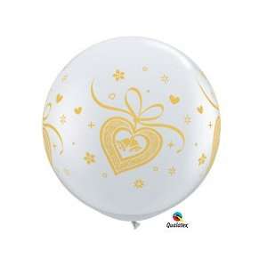 Wedding Bells Gold Clear 3 Latex Balloon Qualatex