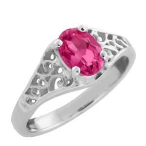  1.00 Ct Oval Pink Mystic Topaz 925 Sterling Silver Ring 