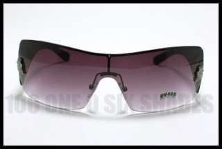 TATTOO Design Unique Shield Sunglasses Rimless BLACK  