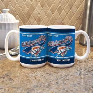 Oklahoma City Thunder Set of 2 Jersey 15 oz. Ceramic Mugs (White 