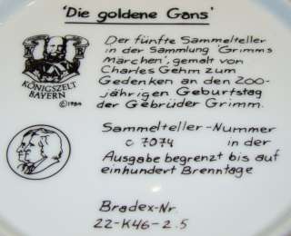 Sammelteller DIE GOLDENE GANS Märchenteller Gehm Königszelt Plate 