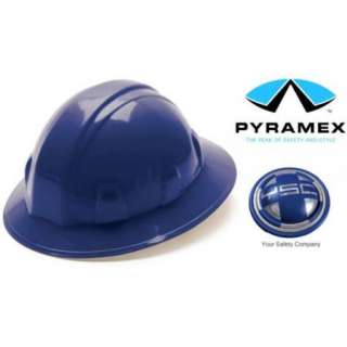 Pyramex Full Brim Hard Hat 4 Point Ratchet Suspension Blue  