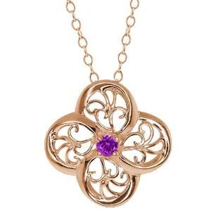  Round Purple Amethyst 14k Rose Gold Pendant Jewelry