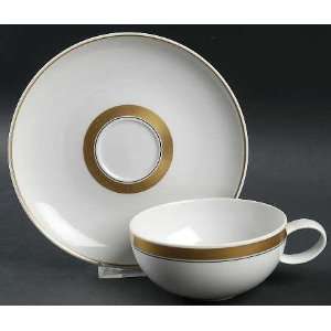  Vista Alegre Domo Gold Flat Cup & Saucer Set, Fine China 