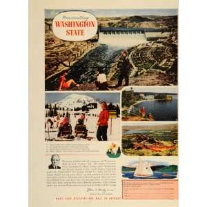  1946 Ad Washington State Travel Grand Coulee Dam Parks 