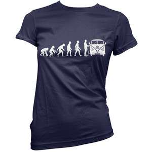 Evolution of Man Womens VW Camper Van T Shirt Clothing  