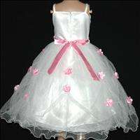 Pink White East Wedding Party Flower Girls Dress SZ 4 5