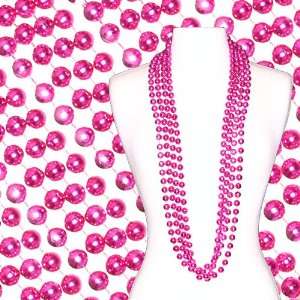   48 Inch 12mm Metallic Hot Pink Mardi Gras Throw Bead 