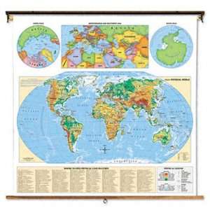   World Physical Political Map MAP,WORLD PHYS POLTCL (Pack of 2) Office