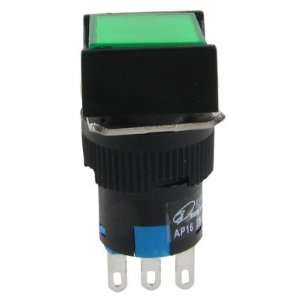   AC 220V 5A Green Square Cap Momentary Push Button Switch Automotive