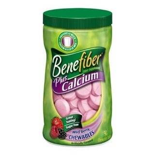 Benefiber Chewable Tablets Plus Calcium, Wild Berry, 90 Count Plastic 