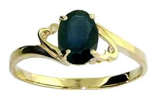 14K SOLID GOLD RING W/ NATURAL OVAL SHAPED SAPPHIRE  