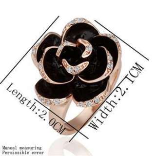 18K rose Gold plated Swarovski beautiful rose sets ring necklace ST25 