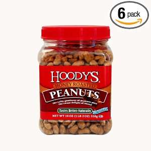 Hoodys Honey Roasted Peanuts, 18 Ounce Plastic Jars (Pack of 6 